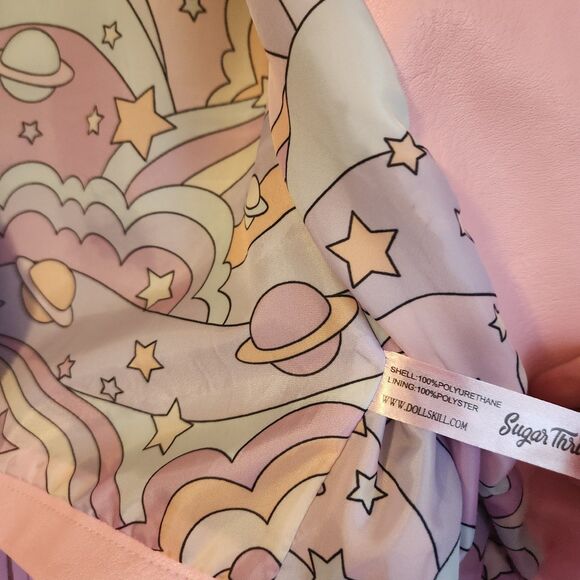 Sugar Thrillz Small Junior Pink Faux Leather Retro Y2k Western fringe Jacket - Picture 7 of 9